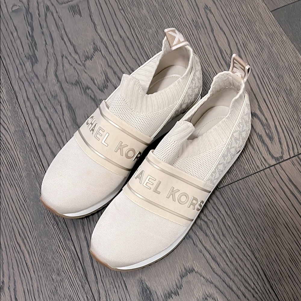 Michael Kors Cream Knit Slip-On Sneakers